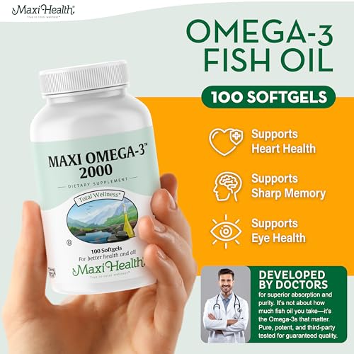 Maxi Health Omega 3 burpless softgels designed for easy swallowing and no fishy aftertaste