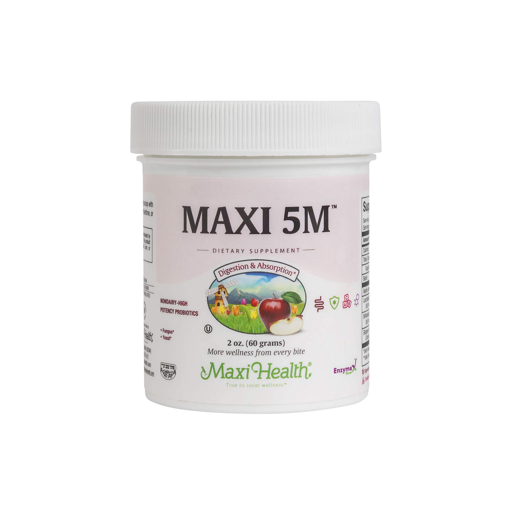Maxi Health Probiotic Powder bottle closed for easy daily gut support.