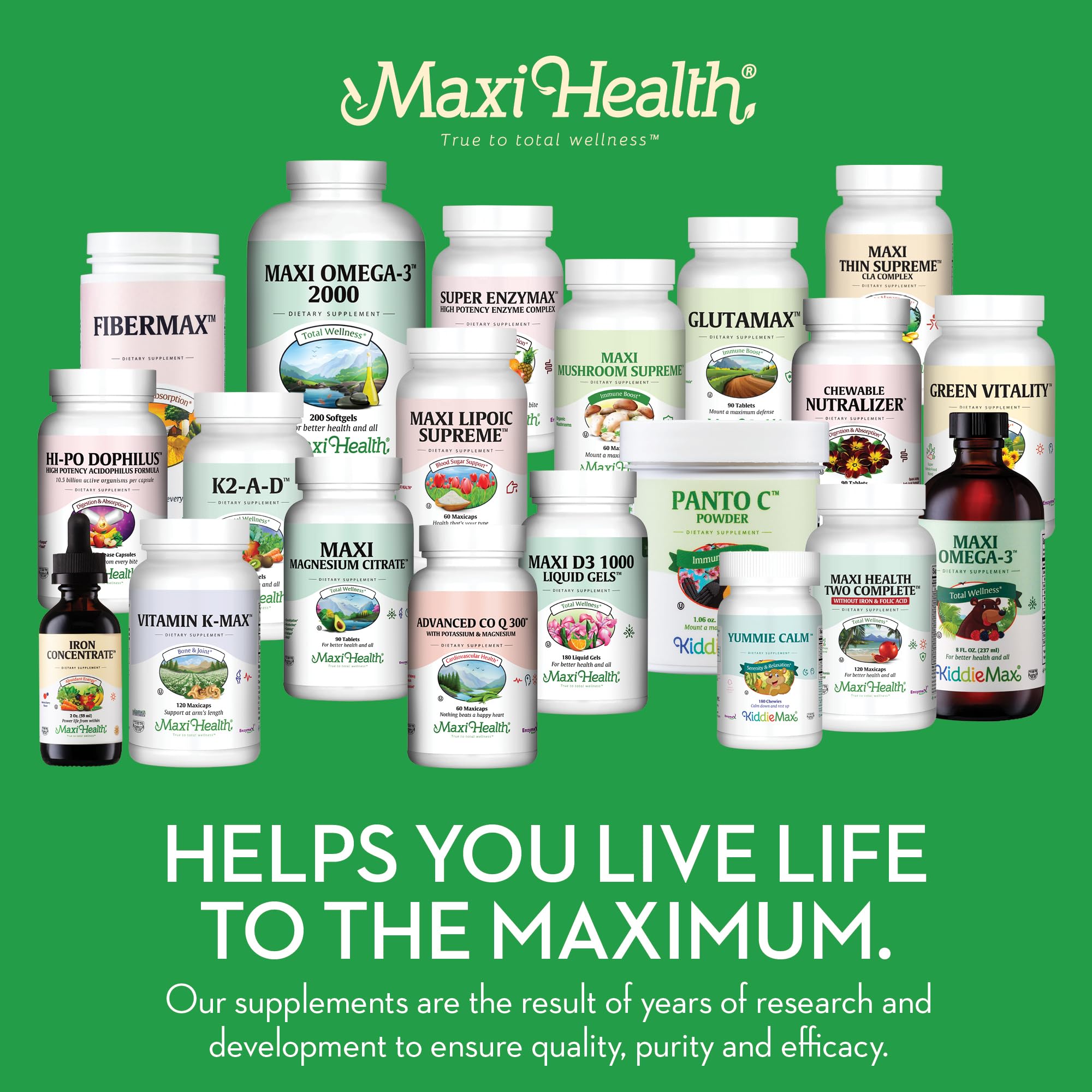 Maxi Health Probiotics Lactobacillus Acidophilus bottle aids gut and overall wellness.