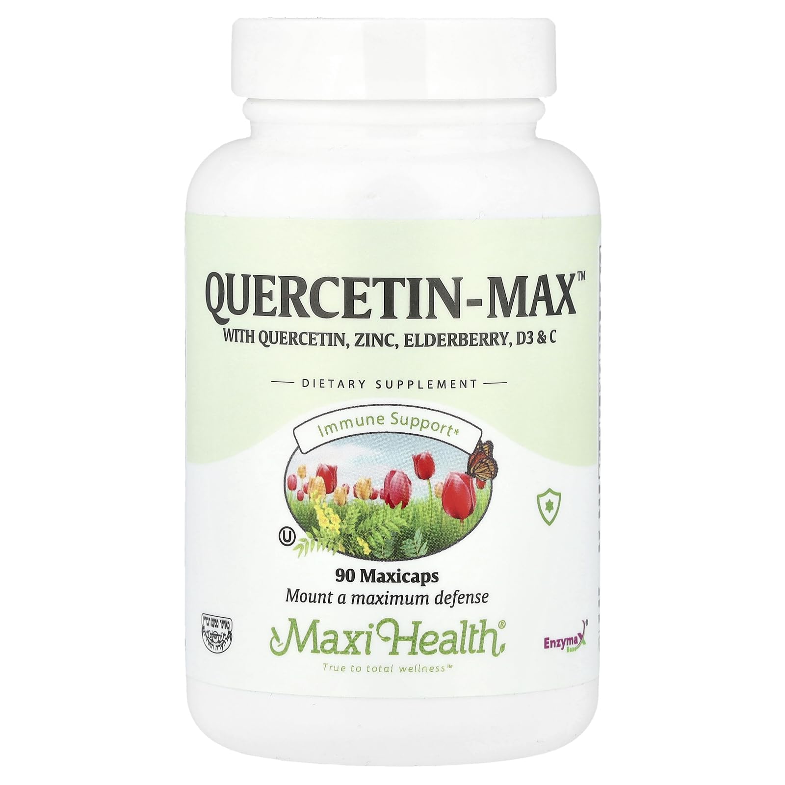 Maxi Health Quercetin 500mg bottle for daily wellness support and convenient on-go use