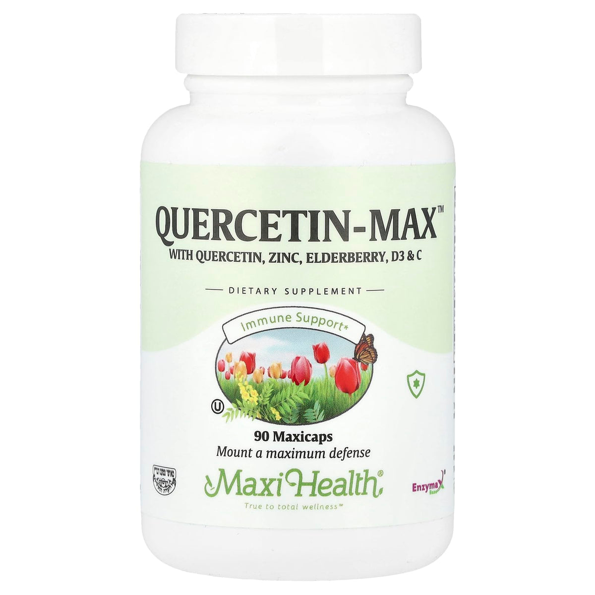Maxi Health Quercetin 500mg bottle for daily wellness support and convenient on-go use