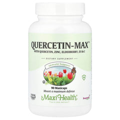 Maxi Health Quercetin 500mg bottle for daily wellness support and convenient on-go use