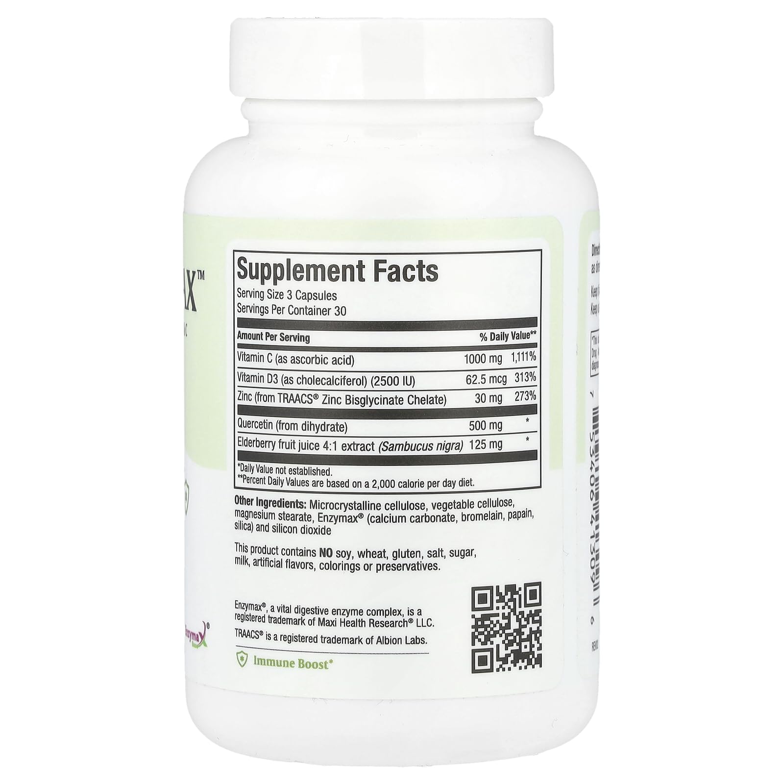Maxi Health Quercetin capsules closeup highlighting easy swallowing and clean formula