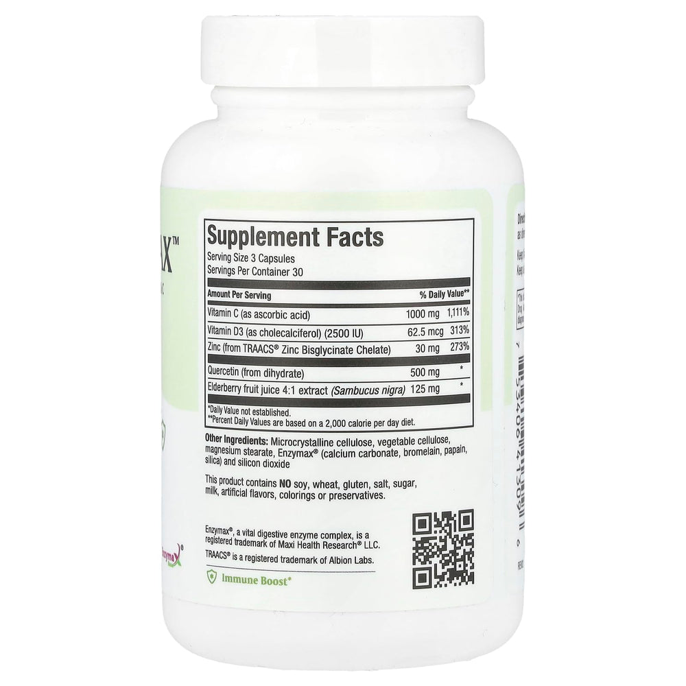 Maxi Health Quercetin capsules closeup highlighting easy swallowing and clean formula