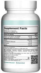 Maxi Health Relax to The Max bottle back view showing ingredients for stress support.