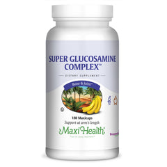 Maxi Health Super Glucosamine Complex bottle front with label and kosher certification.