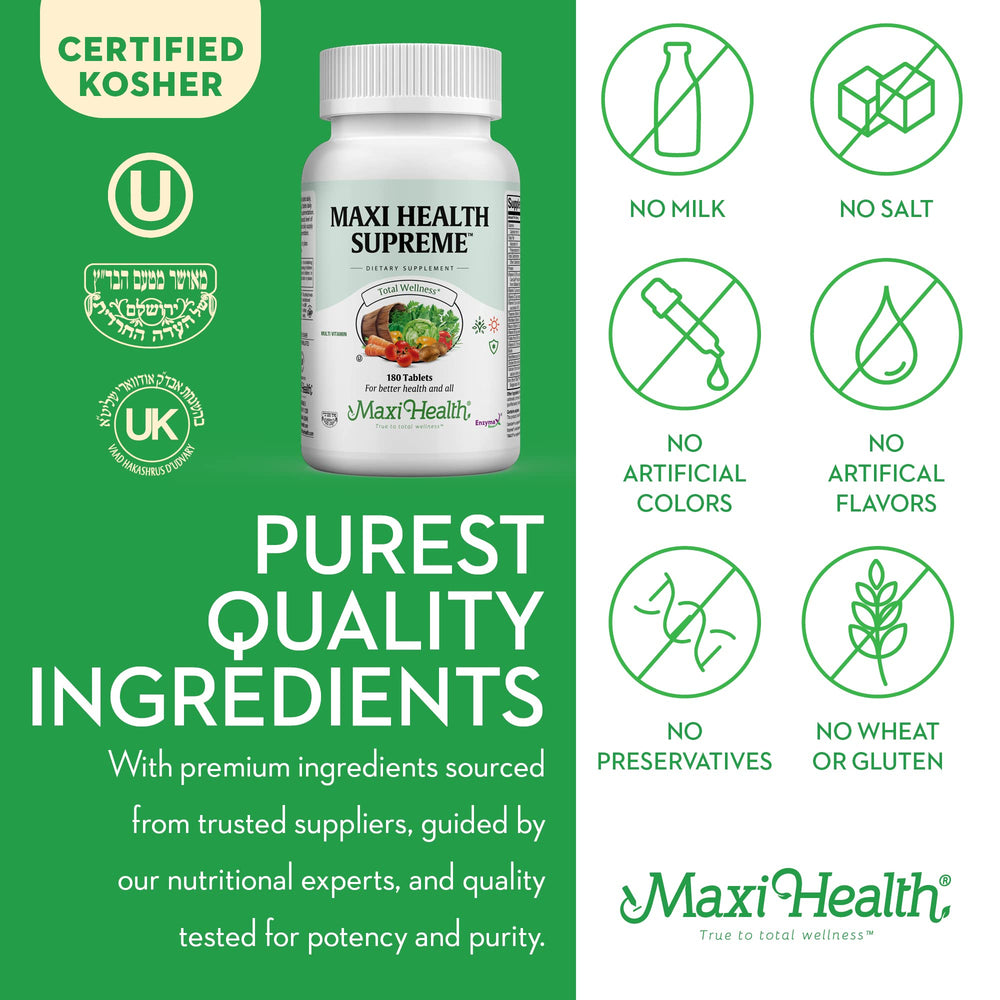 Maxi Health Supreme vegetarian formula icon on bottle