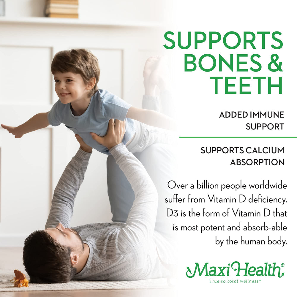 Adults take Maxi Health D3 chewables for daily bone and immune support.