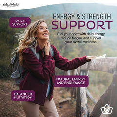 Maxi Health vitamins and probiotic icon illustrating gut support potential.