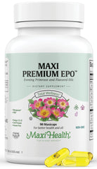 Maxi Health Women's Evening Primrose Oil capsules in bottle for potential hormonal balance