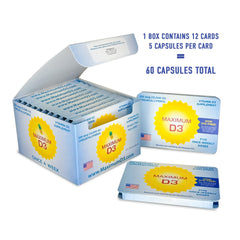 Maximum D3 card pack image emphasizes organized weekly dosing for convenient calcium intake.