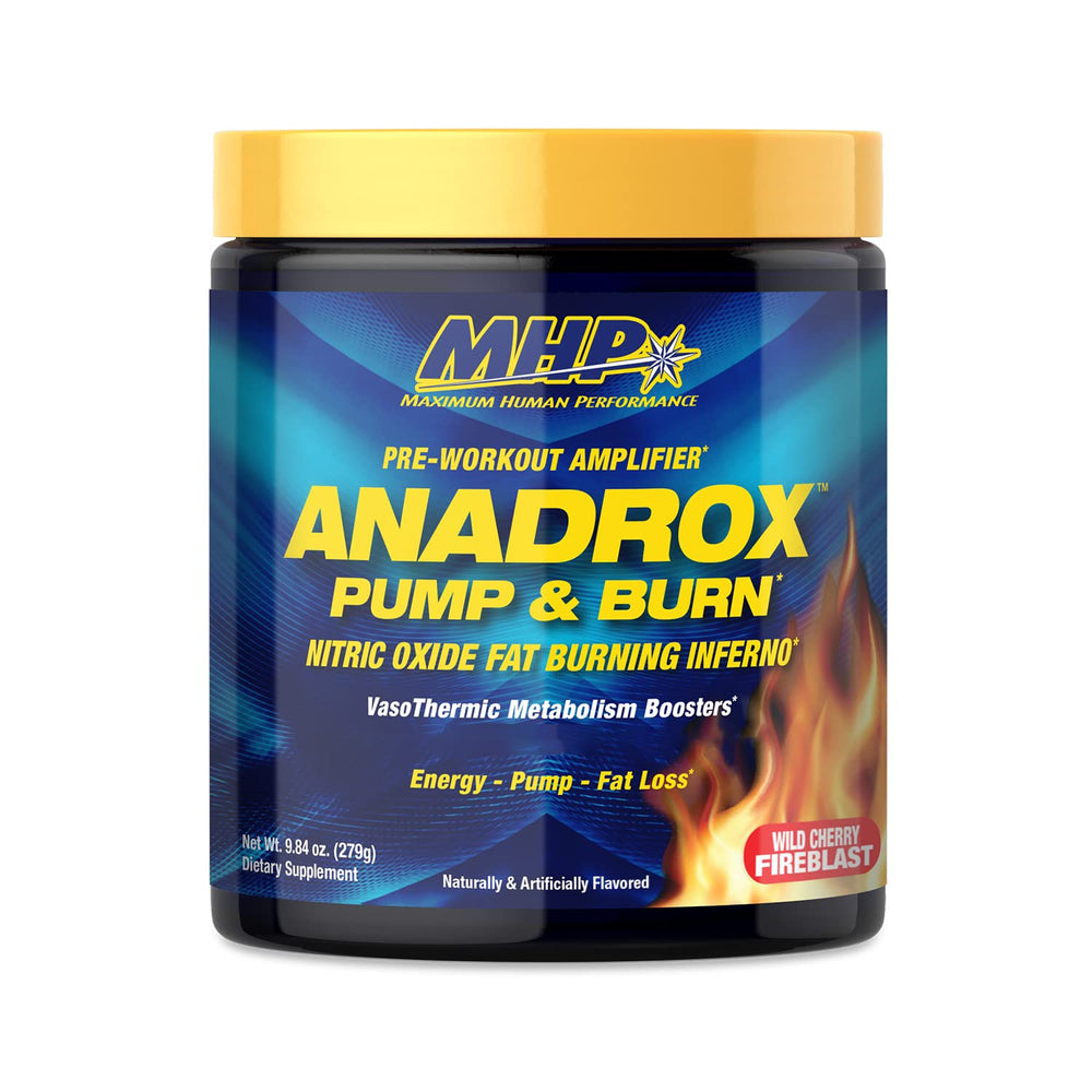 Maximum Human Performance Anadrox bottle for boosted pre-workout energy and pumps