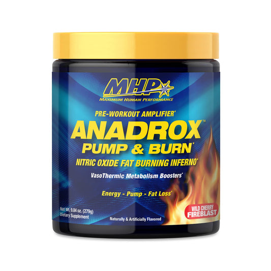 Maximum Human Performance Anadrox bottle for boosted pre-workout energy and pumps