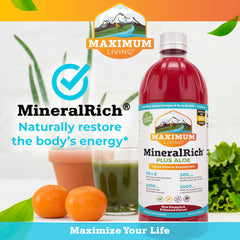Maximum Living MineralRich aloe section suggests gentle digestion support