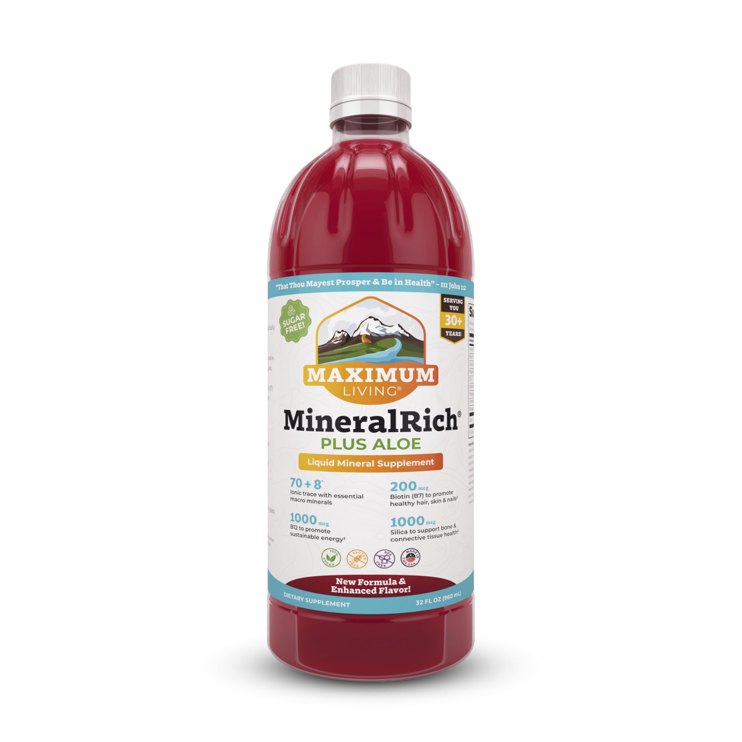 Maximum Living MineralRich bottle front showcases premium mineral blend for daily wellness