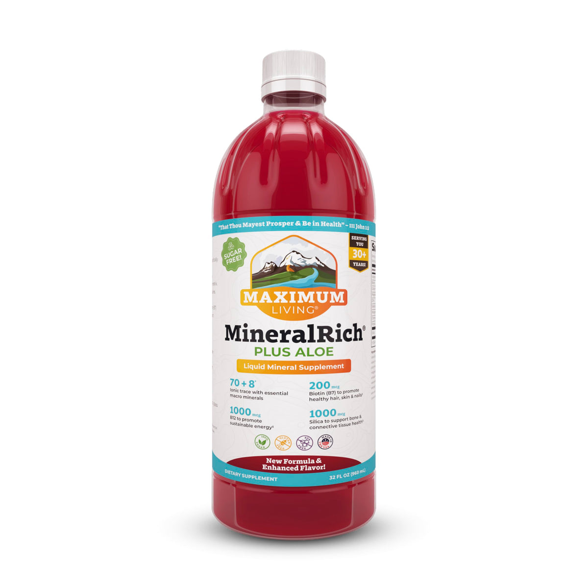Maximum Living MineralRich bottle front showcases premium mineral blend for daily wellness