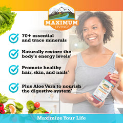 Maximum Living MineralRich nutrition facts panel presents minerals and vitamins at a glance