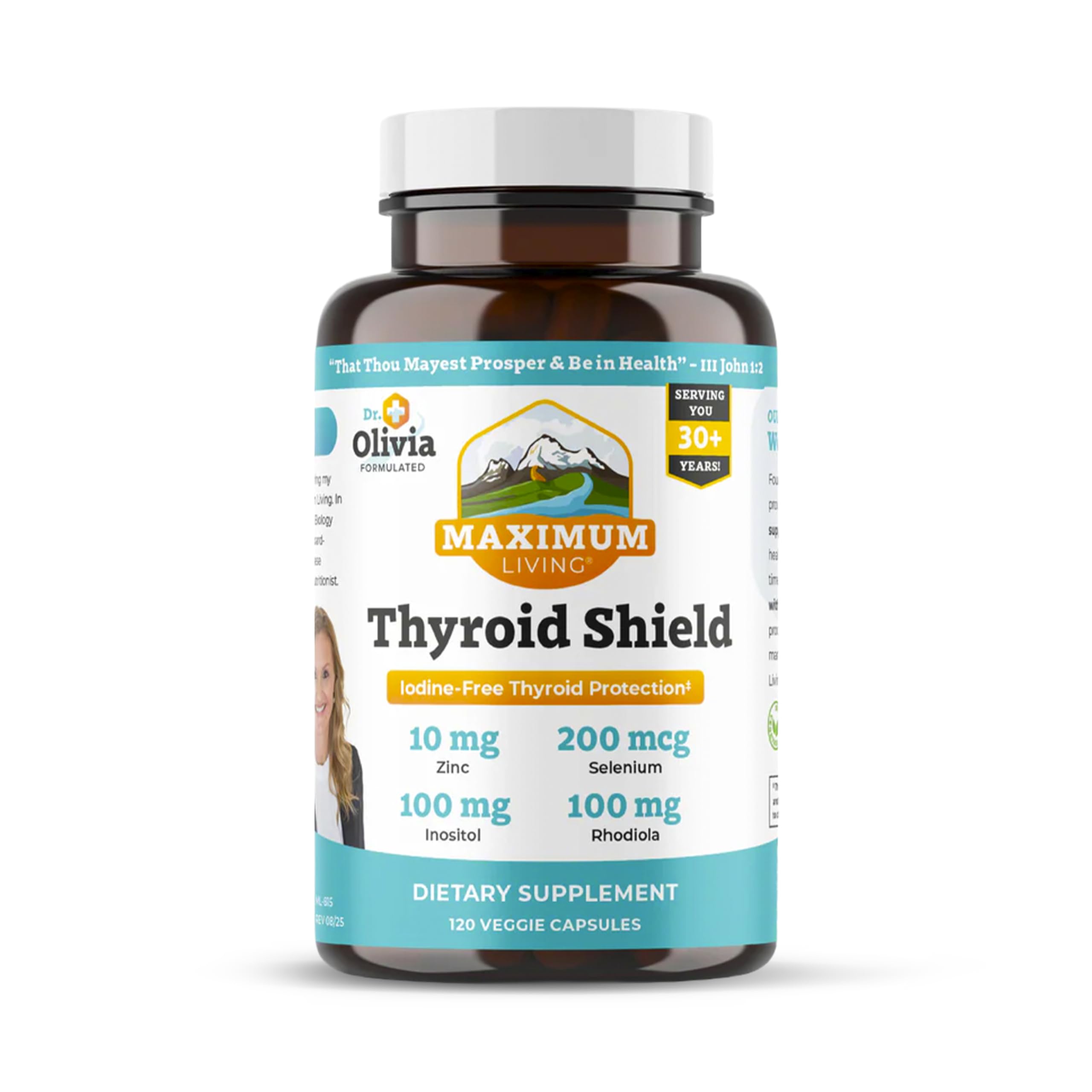 Maximum Living Thyroid Shield bottle for daily thyroid wellness support.