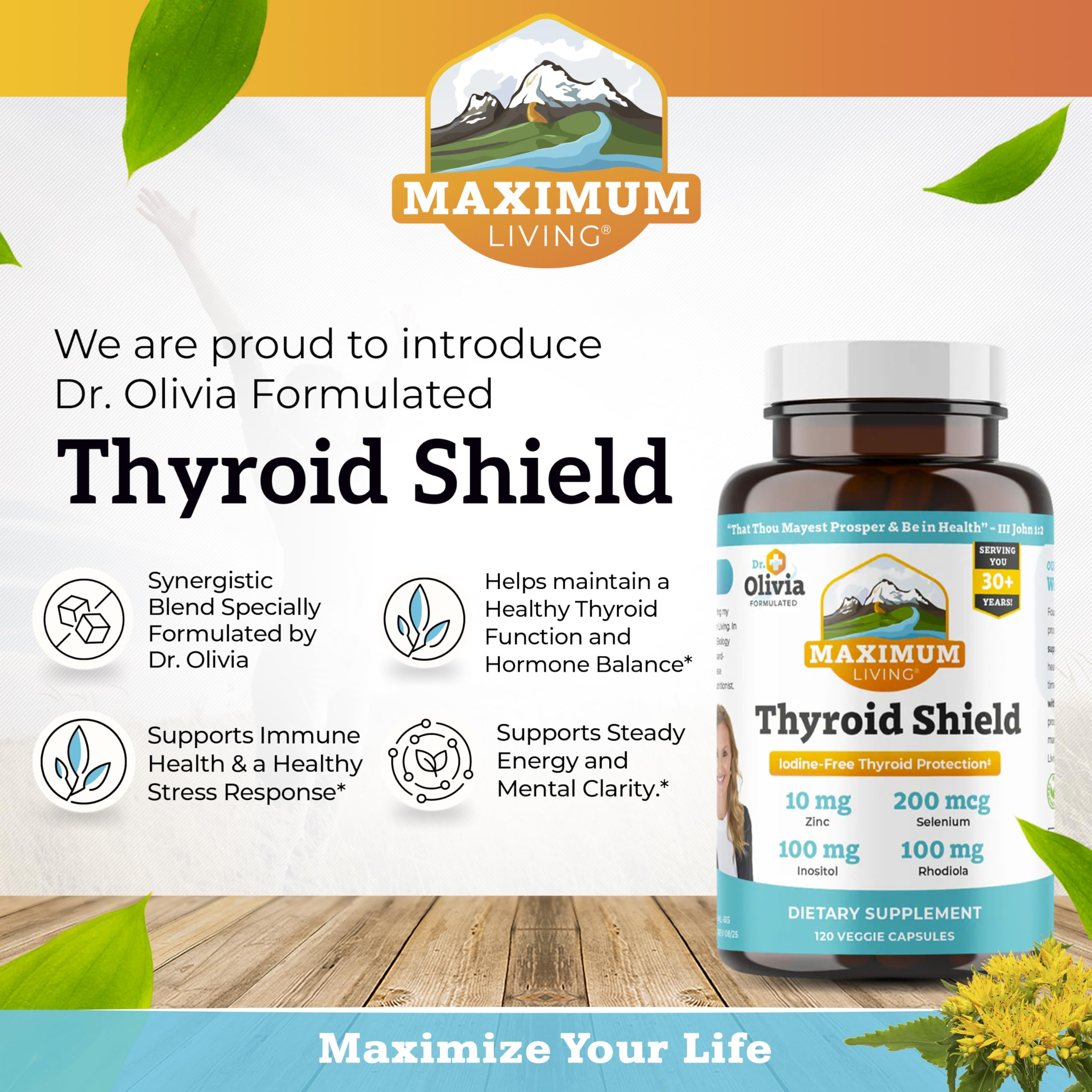 Capsules from Maximum Living Thyroid Shield arranged for easy daily dosage.