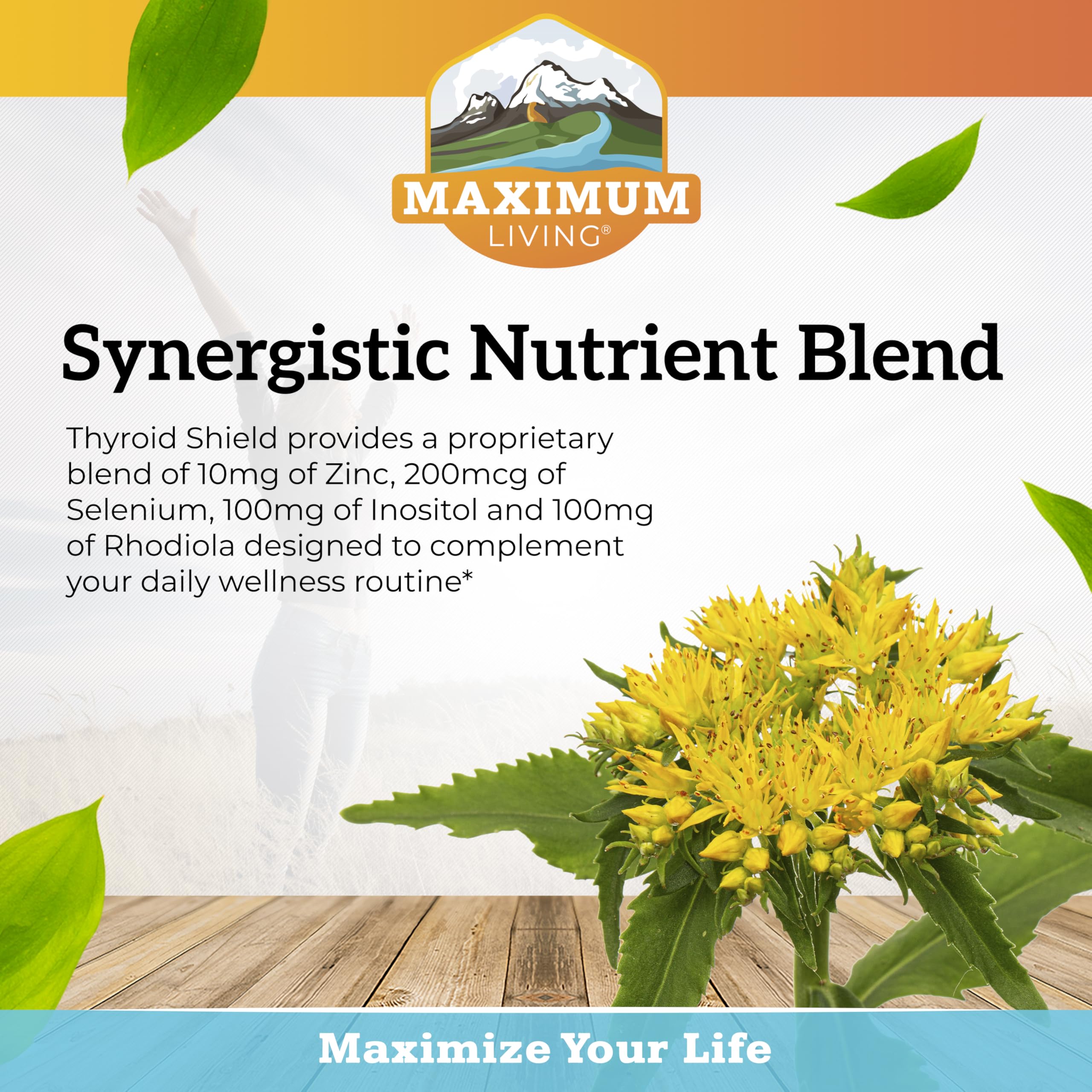 Packaging close-up shows iodine-free and glandular-free formulation.