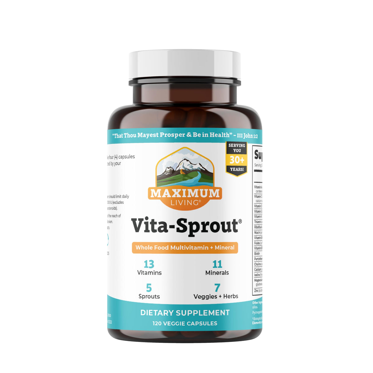 Maximum Living VitaSprout bottle front illustrating vegan daily wellness support.