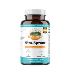 Maximum Living VitaSprout bottle front illustrating vegan daily wellness support.