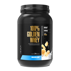 Maxler 100% Golden Whey Banana Cream tub for a high protein shake
