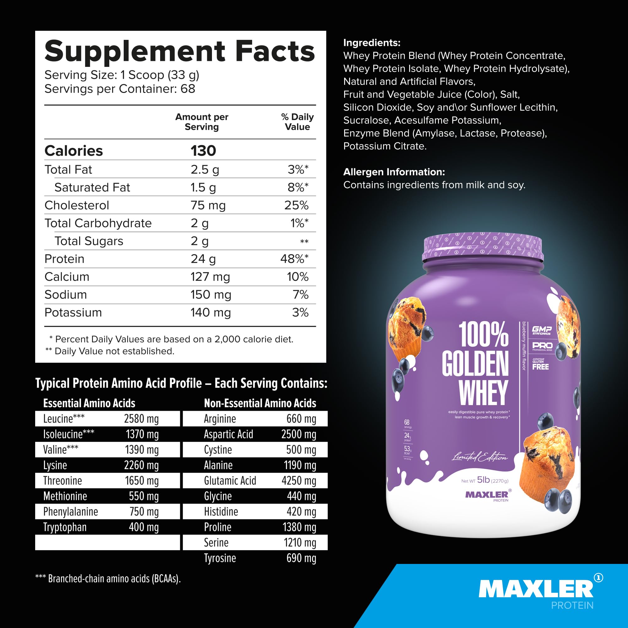 Maxler 100% Golden Whey digestive enzymes support easier digestion after protein intake.