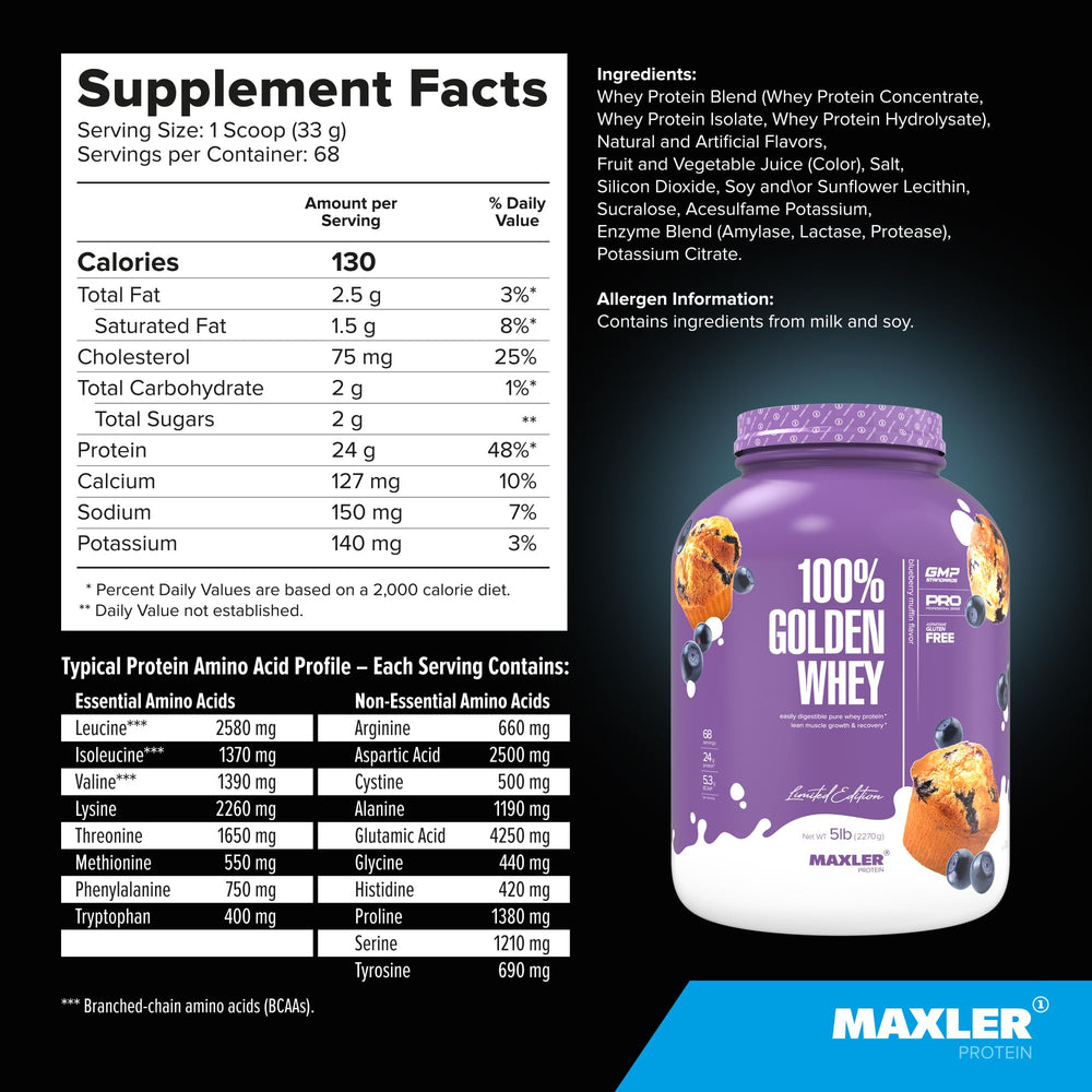 Maxler 100% Golden Whey digestive enzymes support easier digestion after protein intake.