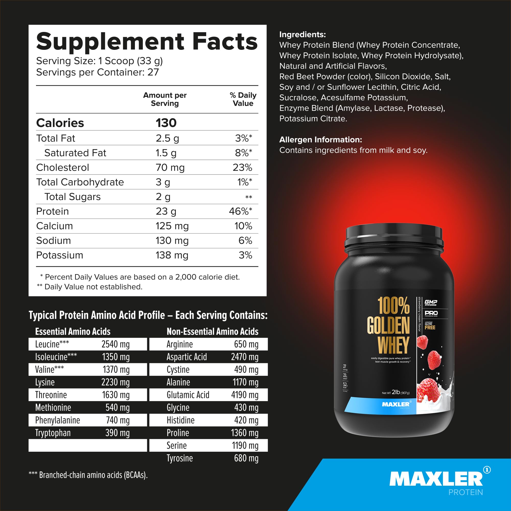 Maxler 100% Golden Whey digestive enzymes close-up