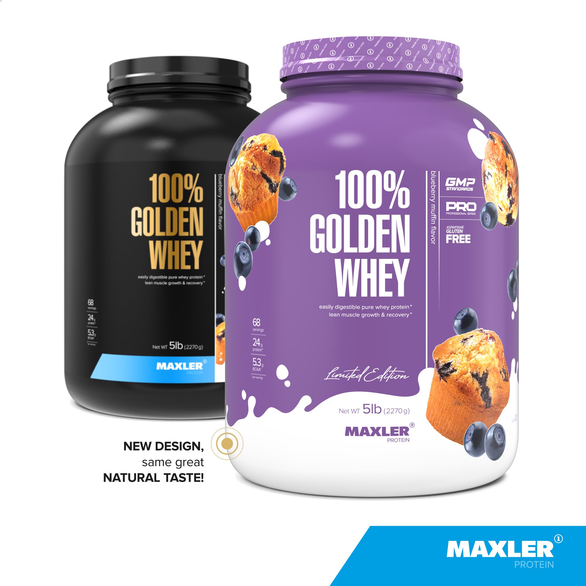 Maxler 100% Golden Whey serving scoop for convenient portions on the go.