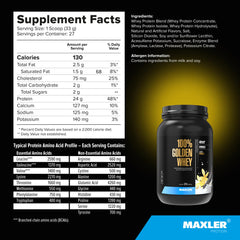 Packaging of Maxler 100% Golden Whey French Vanilla shows its enzyme blend.
