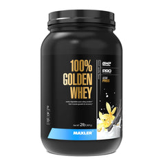 Maxler 100% Golden Whey French Vanilla tub ready for a protein-packed routine.