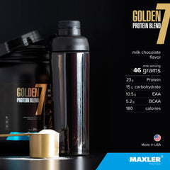 Maxler Golden 7 label indicating USA-made GMP quality.