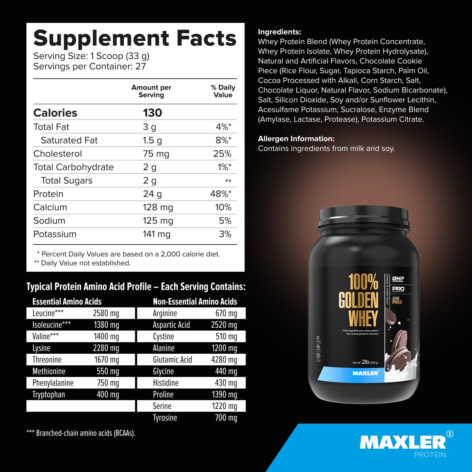 Maxler Golden Whey enzyme blend label signals digestive support for better protein utilization