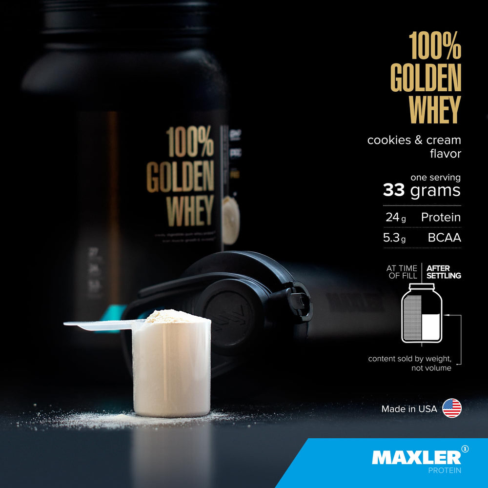Maxler Golden Whey mixed shake with milk demonstrates smooth, tasty post-workout option.