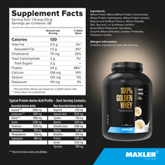 Maxler Golden Whey packaging made in USA with GMP standards