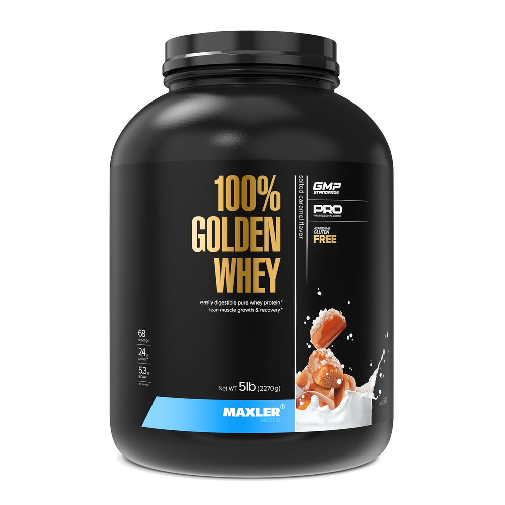 Maxler Golden Whey salted caramel powder for versatile shakes