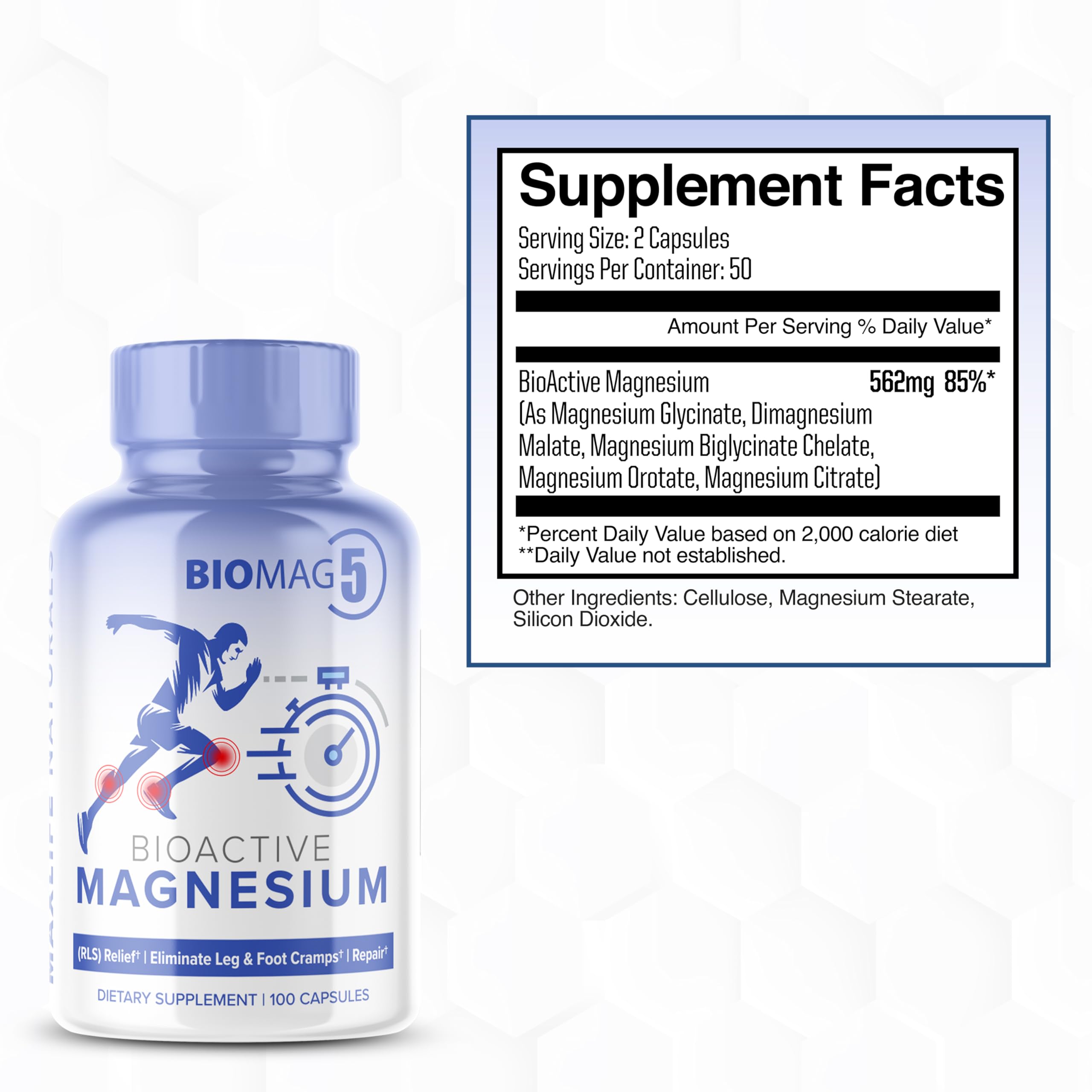 MAXLIFE NATURALS BioMag 5 bottle label shows five magnesium forms for absorption