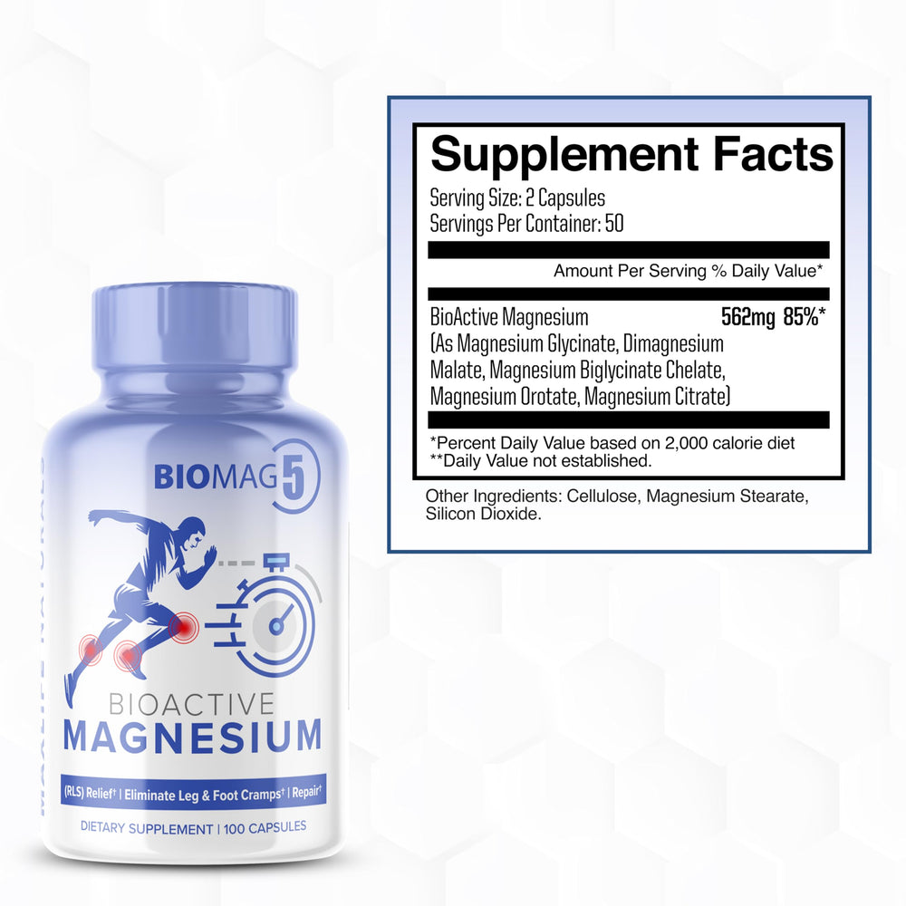 MAXLIFE NATURALS BioMag 5 bottle label shows five magnesium forms for absorption