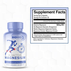 MAXLIFE NATURALS BioMag 5 bottle label shows five magnesium forms for absorption