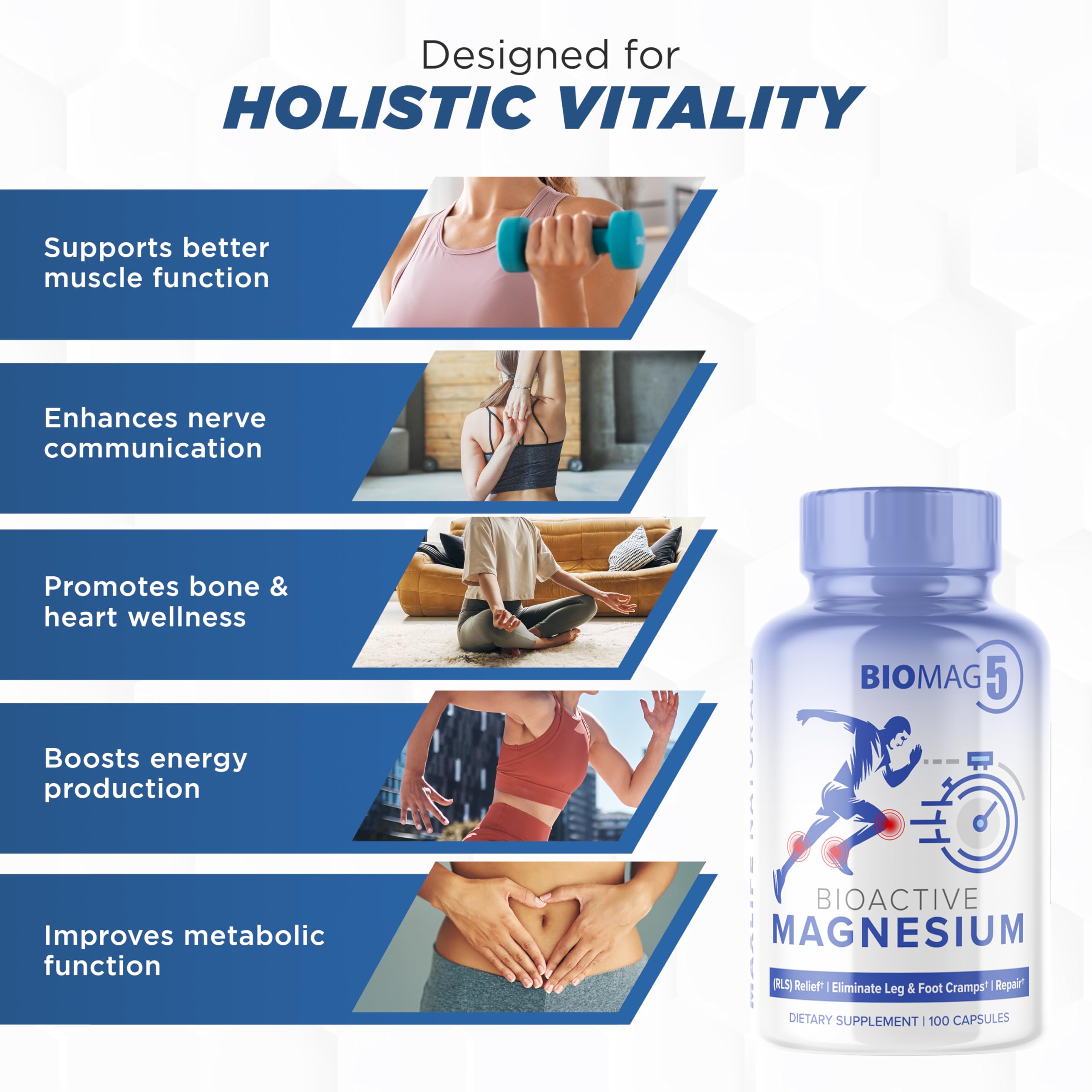 MAXLIFE NATURALS BioMag 5 bottle side view highlights USA-made quality