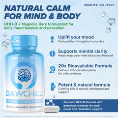 MAXLIFE NATURALS Chill Pill bottle back label with usage and ingredients.