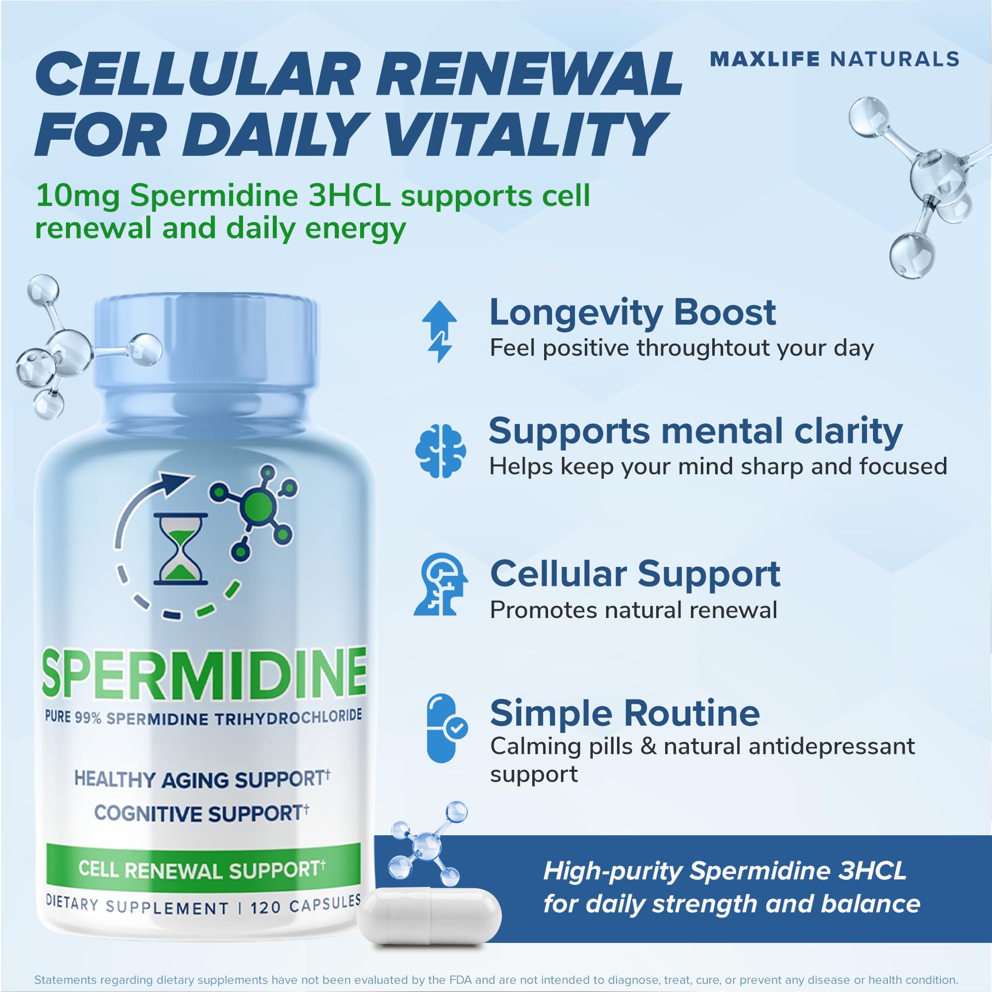 MAXLIFE NATURALS label detail shows ingredients and purity focus