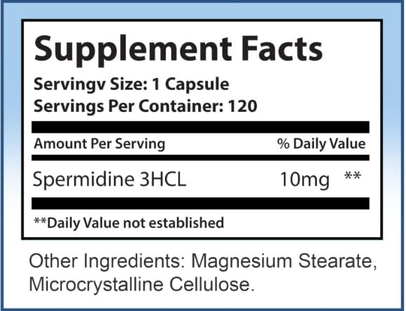 MAXLIFE NATURALS spermidine 3HCL capsule closeup highlights tablet size