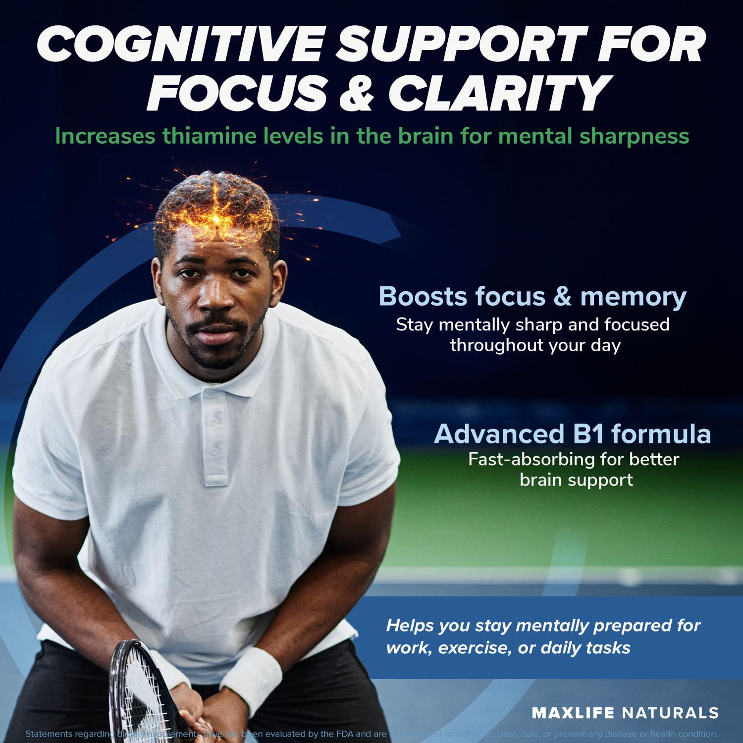 Front label of MAXLIFE NATURALS Thiamine B1 emphasizes USA-made quality.