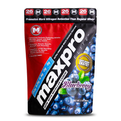 Max Muscle Maxpro Elite Whey Blueberry front label for post-workout fueling.