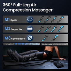 Maxtorc leg massager side profile highlighting ergonomic wrap and portability