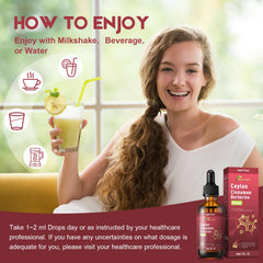 MaxuraFit drops being stirred into a beverage demonstrates convenient daily intake.