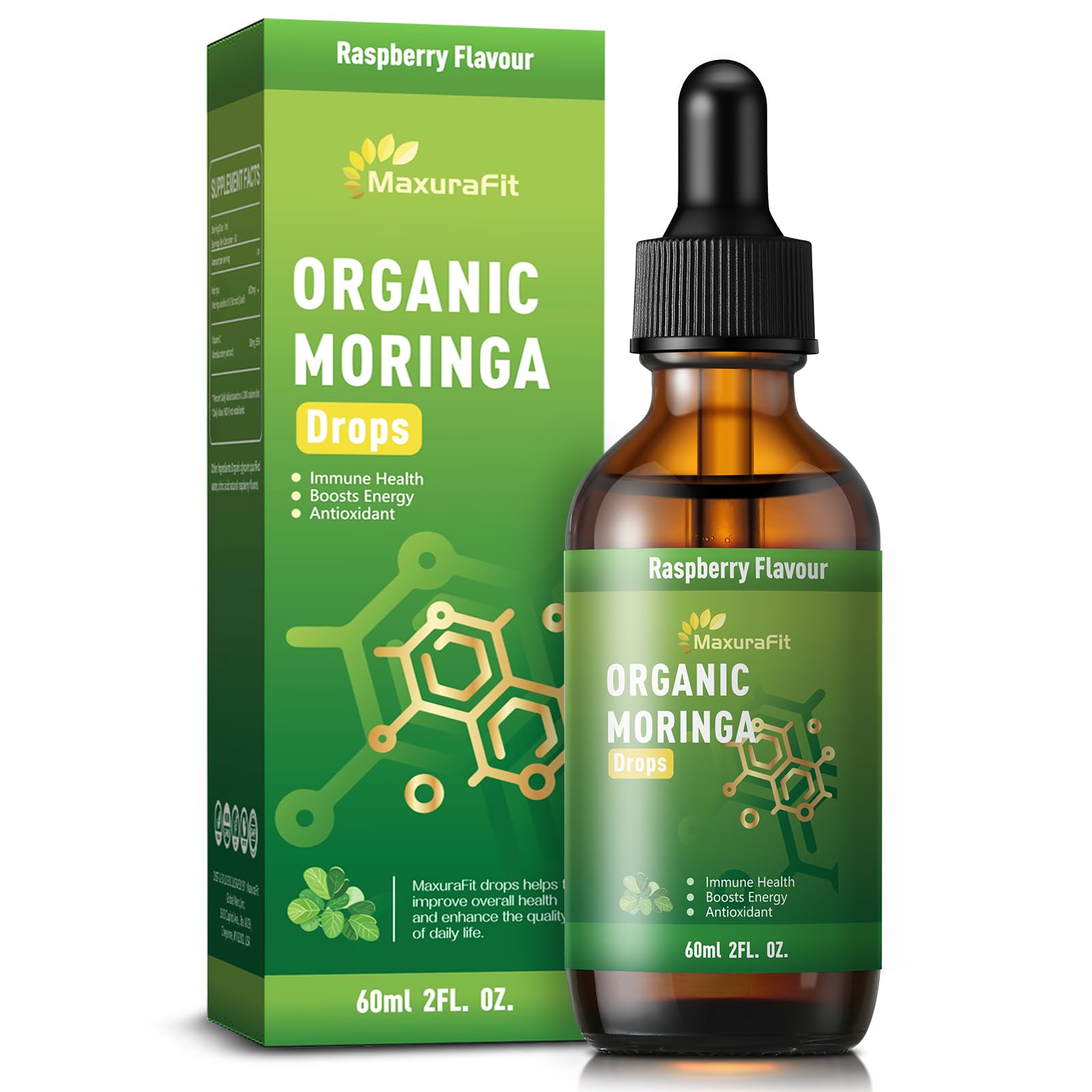 MaxuraFit Moringa Drops bottle for daily immune support and energy.